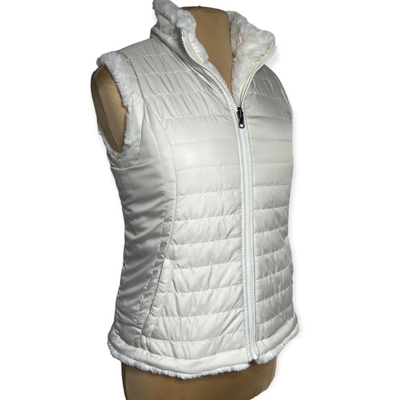 nicole miller original off white ivory reversible puffer vest size S - Picture 7 of 15